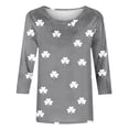 thumbnail image 5 of St. Patrick's Day T-Shirt for Women Classic Small Shamrock Pattern Three Quarter Sleeve Crewneck Relaxed Fit Festive Holiday Graphic Top, 5 of 5