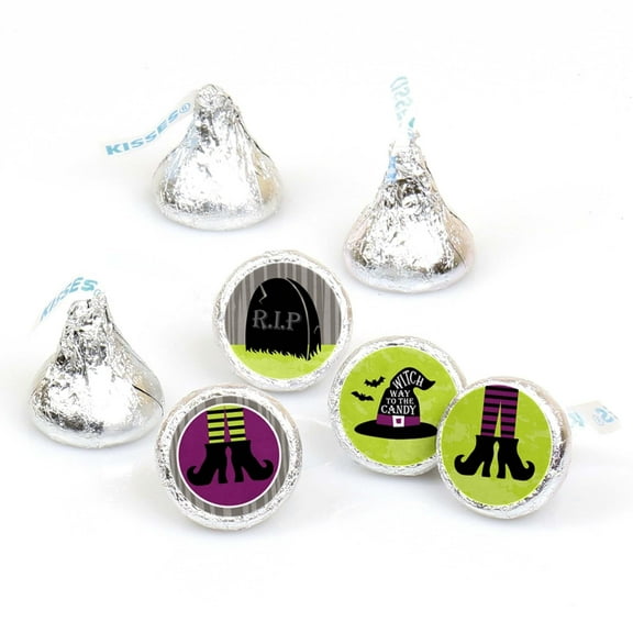 Big Dot of Happiness Happy Halloween - Witch Party Round Candy Sticker Favors - Labels Fits Chocolate Candy (1 Sheet of 108)