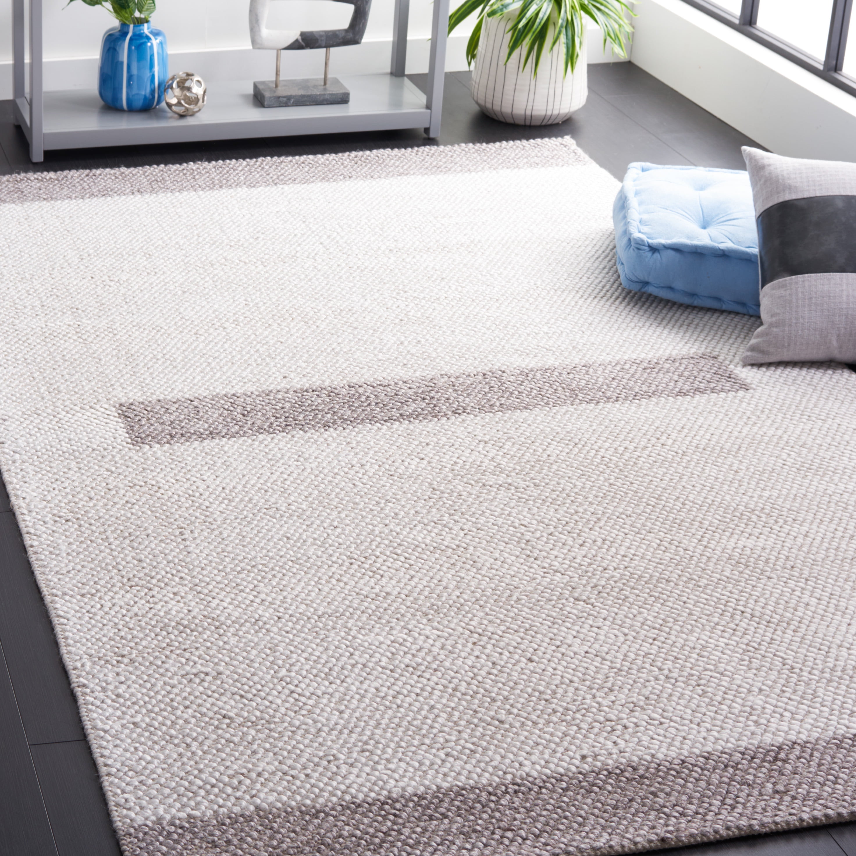 SAFAVIEH Natura Marina Striped Wool Area Rug, Ivory/Brown, 3' x 5'