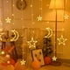 thumbnail image 3 of Cortina de luces de estrella de cinco puntas, cadena de luces de cortina de estrellas, decoración de habitación navideña, luces LED, ambiente de campamento al aire libre, luces intermitentes, 3 of 6