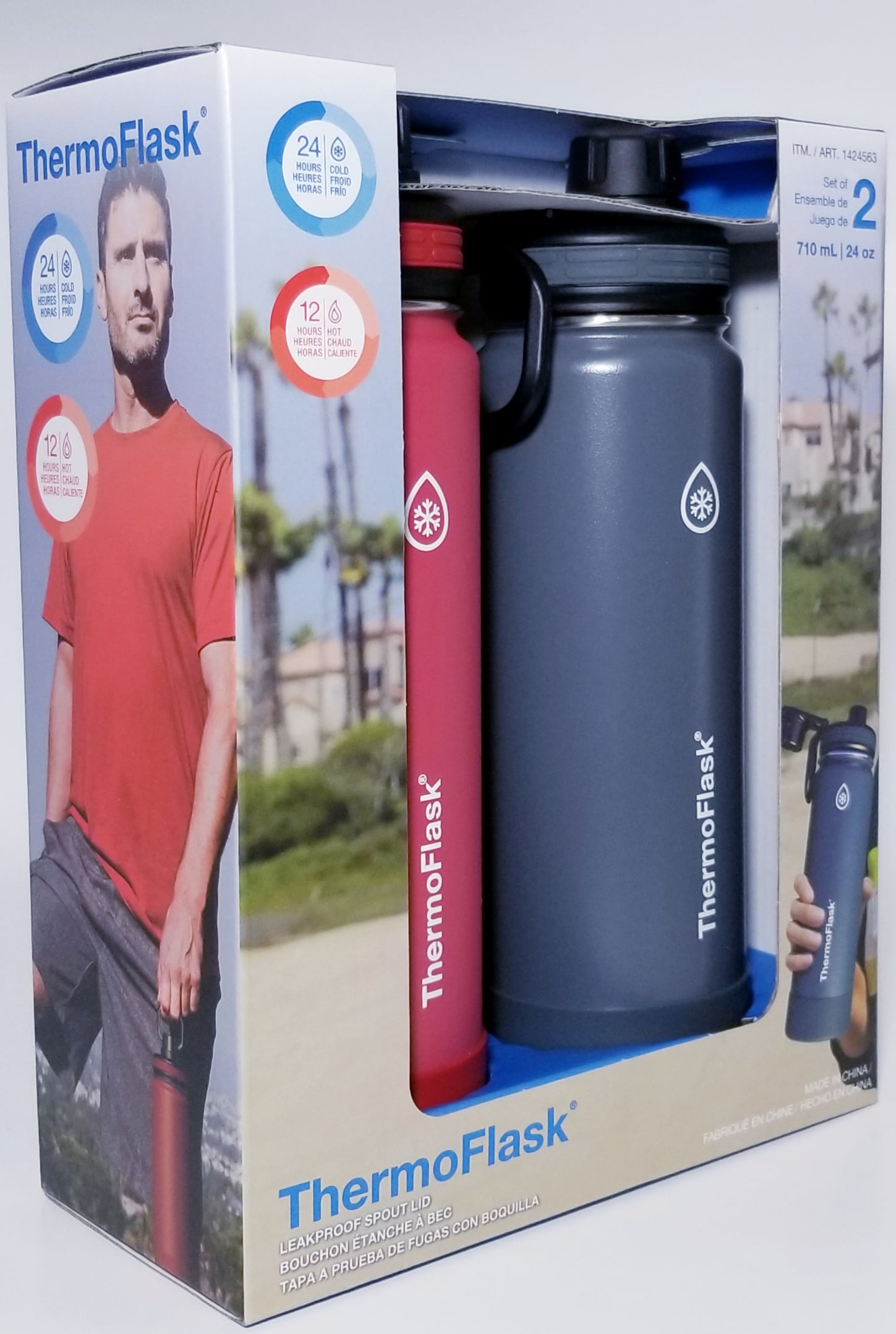 ThermoFlask DoubleWall Vacuum Insulated Stainless Steel Bottle 24 oz