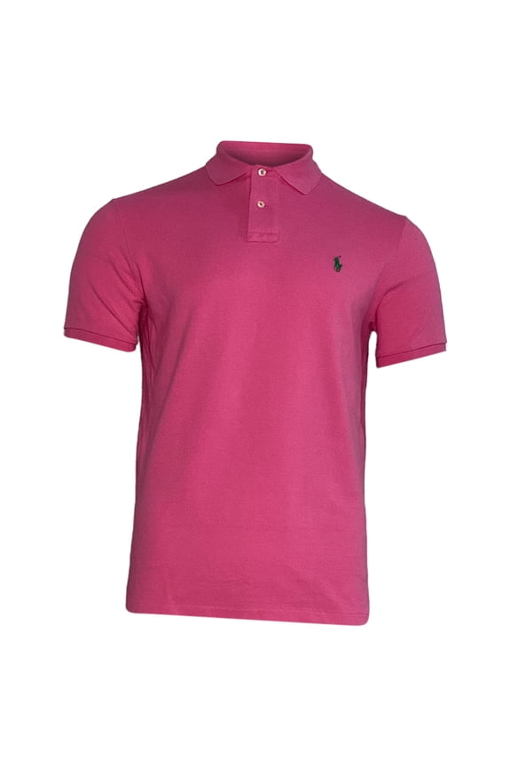 Embroidered Polo Shirt in Pink Cotton