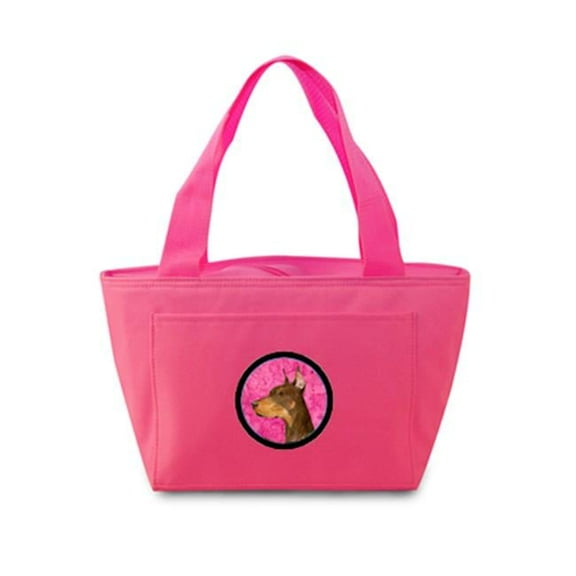 Pink Doberman Zippered Insulated School Washable And Stylish Lunch Bag Cooler