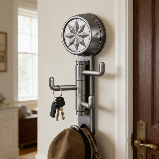 weibbin Rotatable Hook Rack No Drill Heavy Duty Storage Shelf for Entryway Hat Key Bathroom Organization 7.09x1.18in