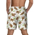 thumbnail image 3 of Kdxio Cute Sloth Print Men's Swim Trunks with Compression Liner 7 Inch Inseam Quick Dry Swim Shorts, 3 of 7