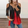 thumbnail image 2 of Patlollav Summer Tops Woman Causal Zipper Neck Print Blouse Lace Short Sleeve T-Shirts, 2 of 6