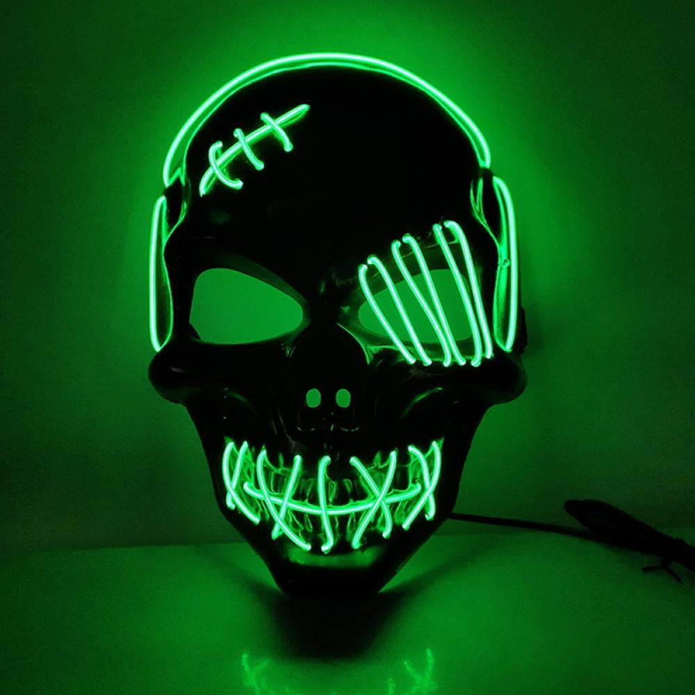 Halloween 3D Horror Full Face Adult Mask Sound Activated Skull Clown LED Lights 