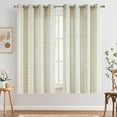 thumbnail image 4 of Curtainking Geometric Striped Curtains Linen Blend Boho Farmhouse Grommet Curtains for Living Room 63in Set of 2 Sage Green on Beige, 4 of 8