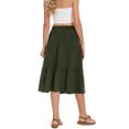 thumbnail image 3 of Women's Boho Flowy Midi Elastic High Waist Retro Pleated A-Line Flared Below Knee Skirts with Pocket, 3 of 6