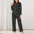 thumbnail image 2 of Pofeuu Golden line fox Print Womens Pajamas Set Long Sleeve Sleepwear Button Down Nightwear Soft Pj Lounge Sets Button Down Pajamas Women-Large, 2 of 7