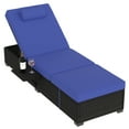 thumbnail image 4 of Wicker Chaise Lounge Chairs – Set of 2 Outdoor PE – 78" Long Recliner – 5-Position Adjustable Backrest – Brown Rattan + Sky Blue Cushion – Removable Tabletop – for Pool, Deck & Garden, 4 of 4