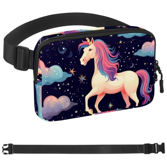 Starry Unicorn Fanny Pack for Men Women Hiking Waist Bag Pack, Runners Belt Jogging Pocket Belt with Adjustable Strap for Running Walking Traveling