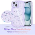 thumbnail image 2 of for iPhone 15 Plus Case 6.7",Cute Curly Wave Case with Star Glitter,Clear Shiny Bling Soft TPU Shockproof Phone Protecive Case for Women Girls-Purple, 2 of 18