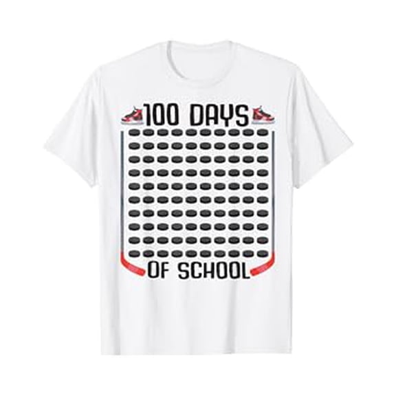Kiraa Ice Hockey 100 Days of School Sports Boys Girls Costume T-Shirt