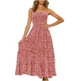 thumbnail image 1 of Vestido largo de fiesta sin tirantes con estampado floral bohemio de verano para mujer Fridja qw2258, 1 of 9