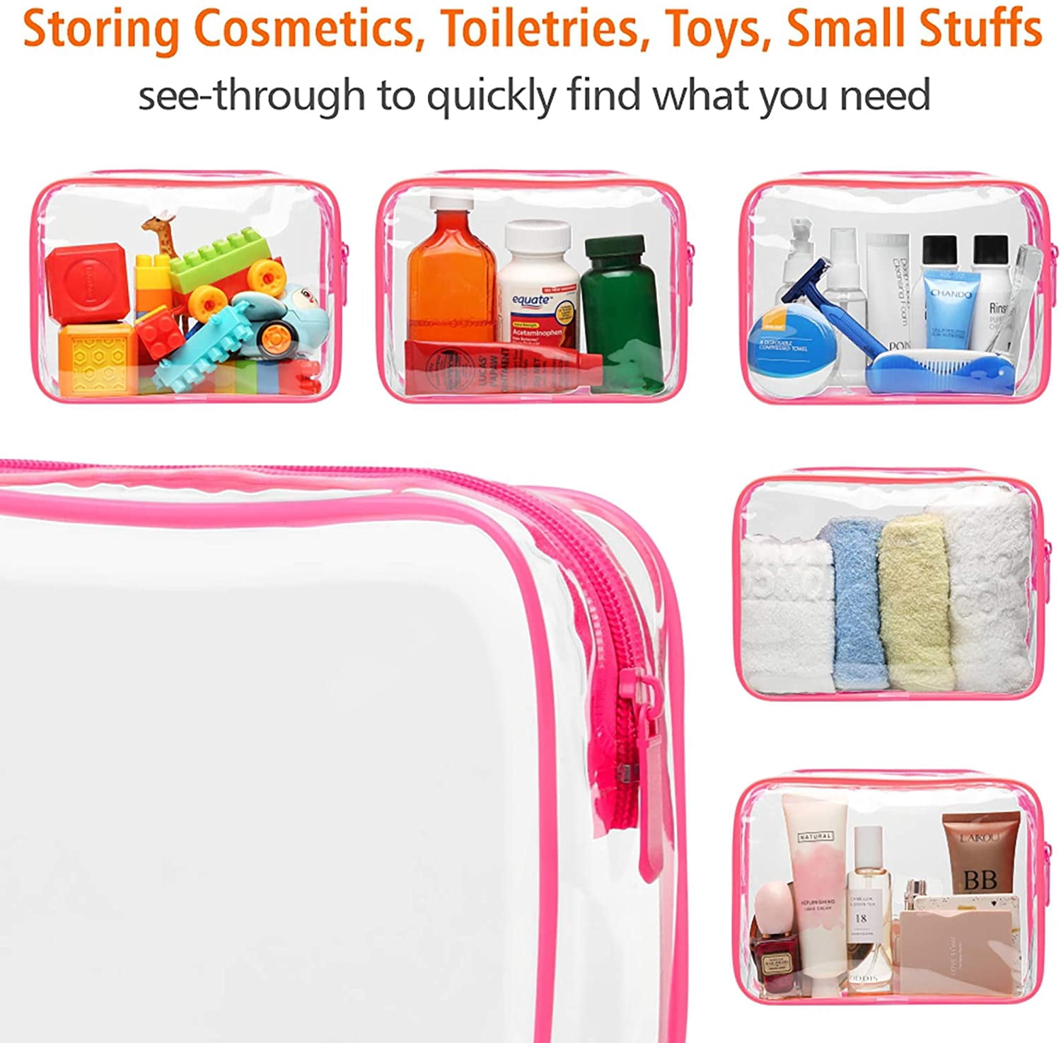 Clear Toiletry Bag, 3 Pack TSA Approved 