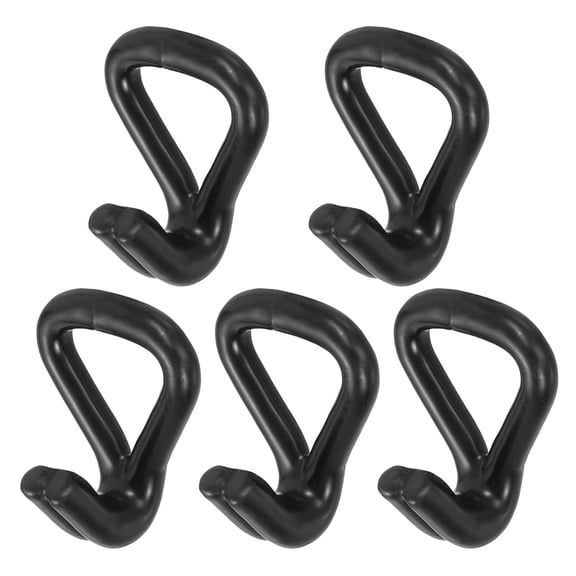 Uxcell Ratchet Double J Strap Hook Load 1760lbs, 5Pcs Heavy Duty Tie Down Strap J-Hook Cargo Hook for 1 Inch Tie Down Strap Webbing on Car Truck Trailer, Black (ID: 25 mm / 0.98")