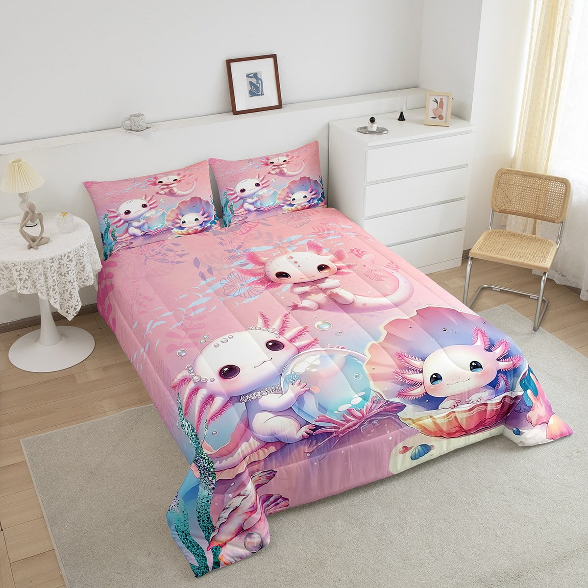 Axolotl Kawaii beddengoed Set voor peuter jongens meisjes, schattig