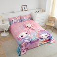 thumbnail image 4 of Erosebridal Axolotl Bedding Set Bedroom Decor,Cute Cartoon Axolotl Sea Shell Background Kawaii Bedding Set,Cartoon Sea Animals Axolotl Comforter King Size with 2 Pillowcase, 4 of 7