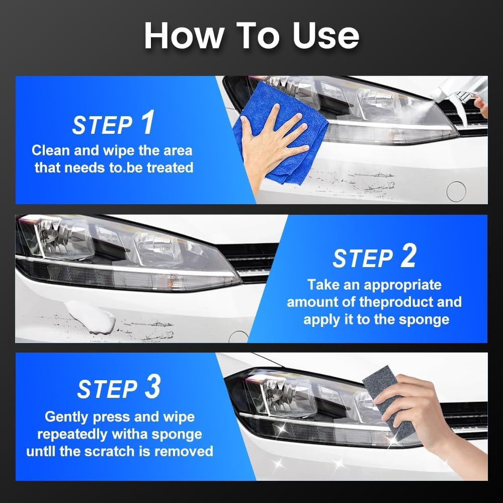 Car Scratch Remover Polish with Sponge & Cloth, 1pc
