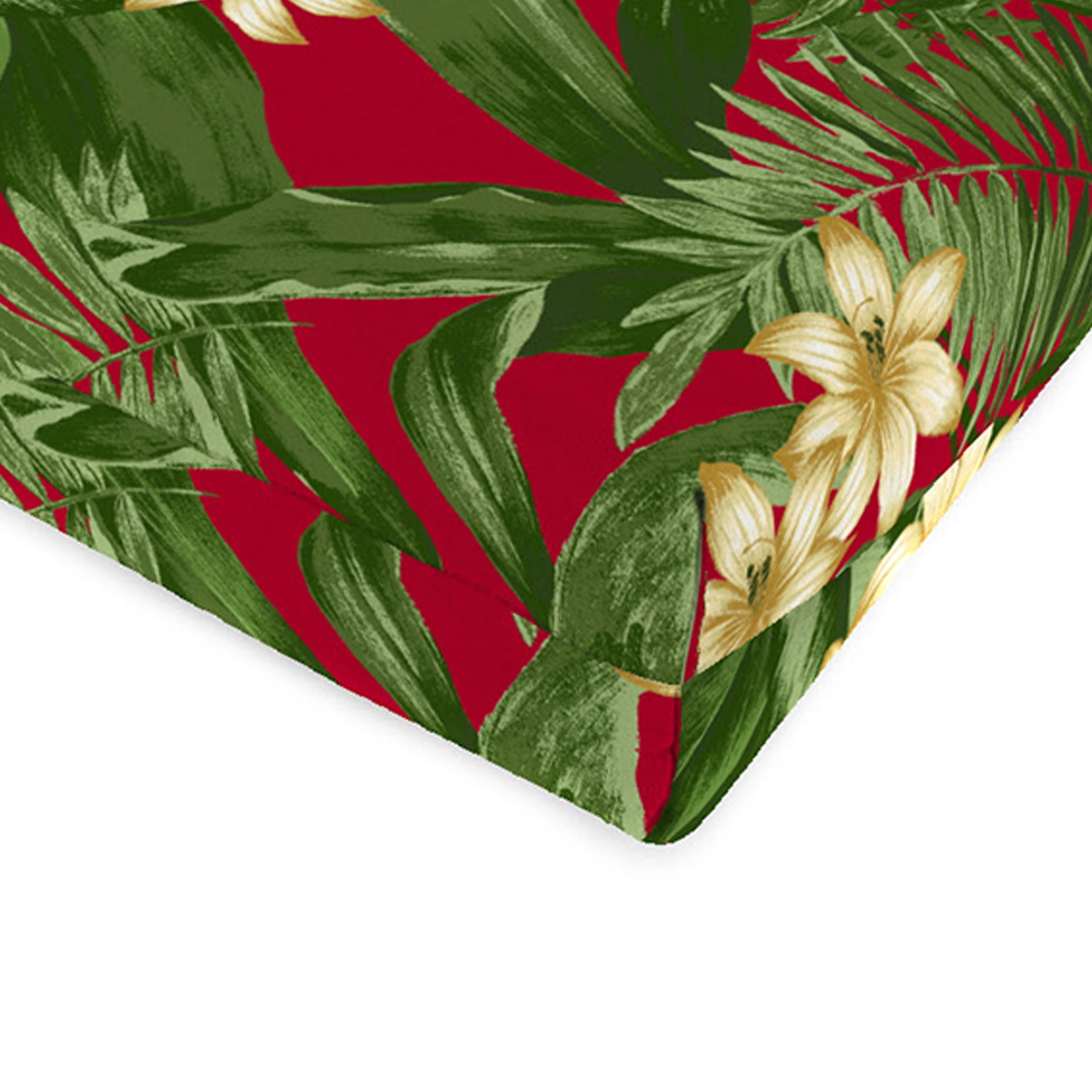 Jordan Manufacturing 44" x 22" Acadia Red Tropical Rectangular Outdoor Chair Cushion with Ties and Hanger Loop