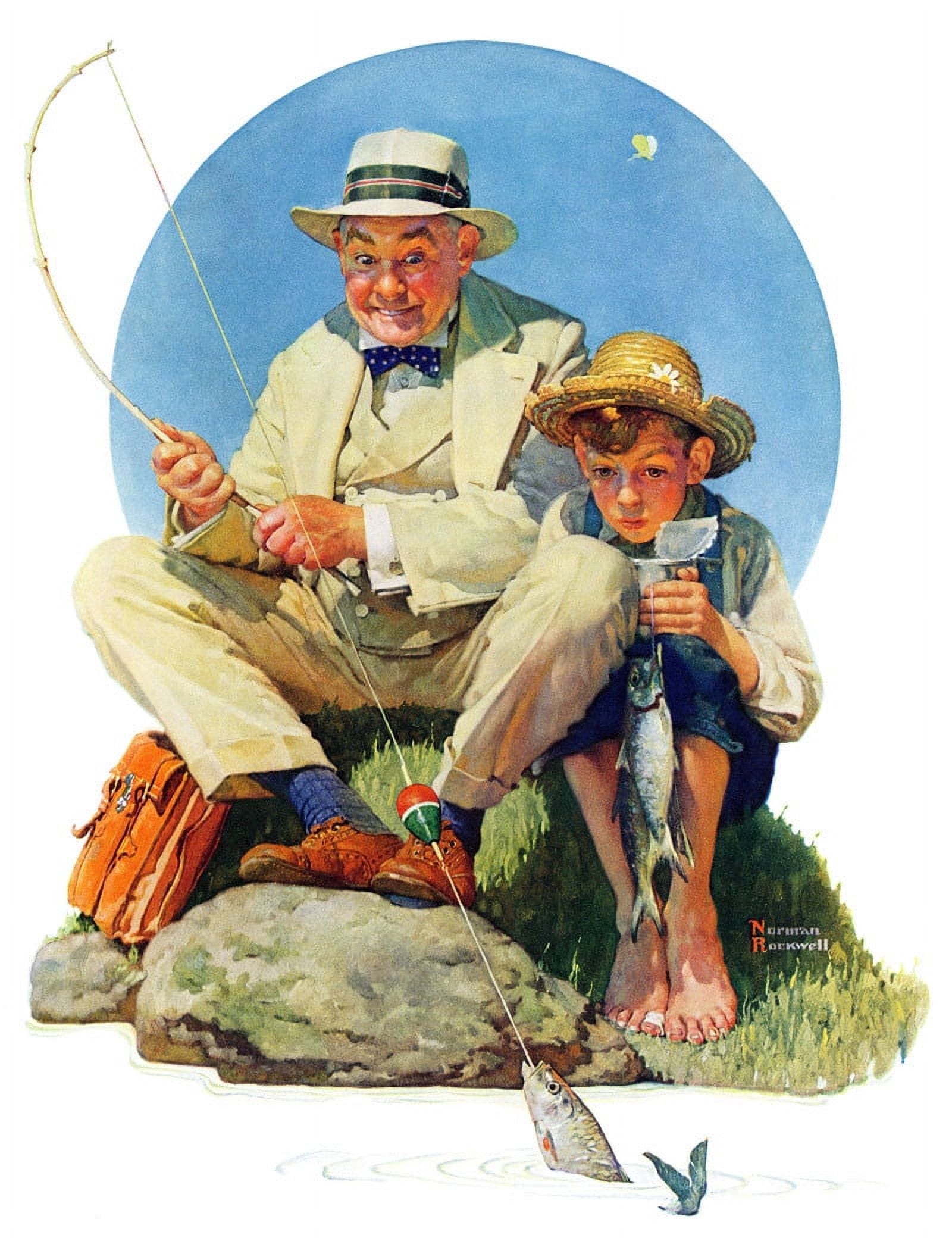 Marmont Hill "Catching the Big One" by Norman Rockwell Painting Print on Canvas
