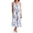 thumbnail image 3 of Women's La Cera 1211G 100% Cotton Woven Sleeveless Floral Lace Yoke Gown (White/Blue XL), 3 of 4