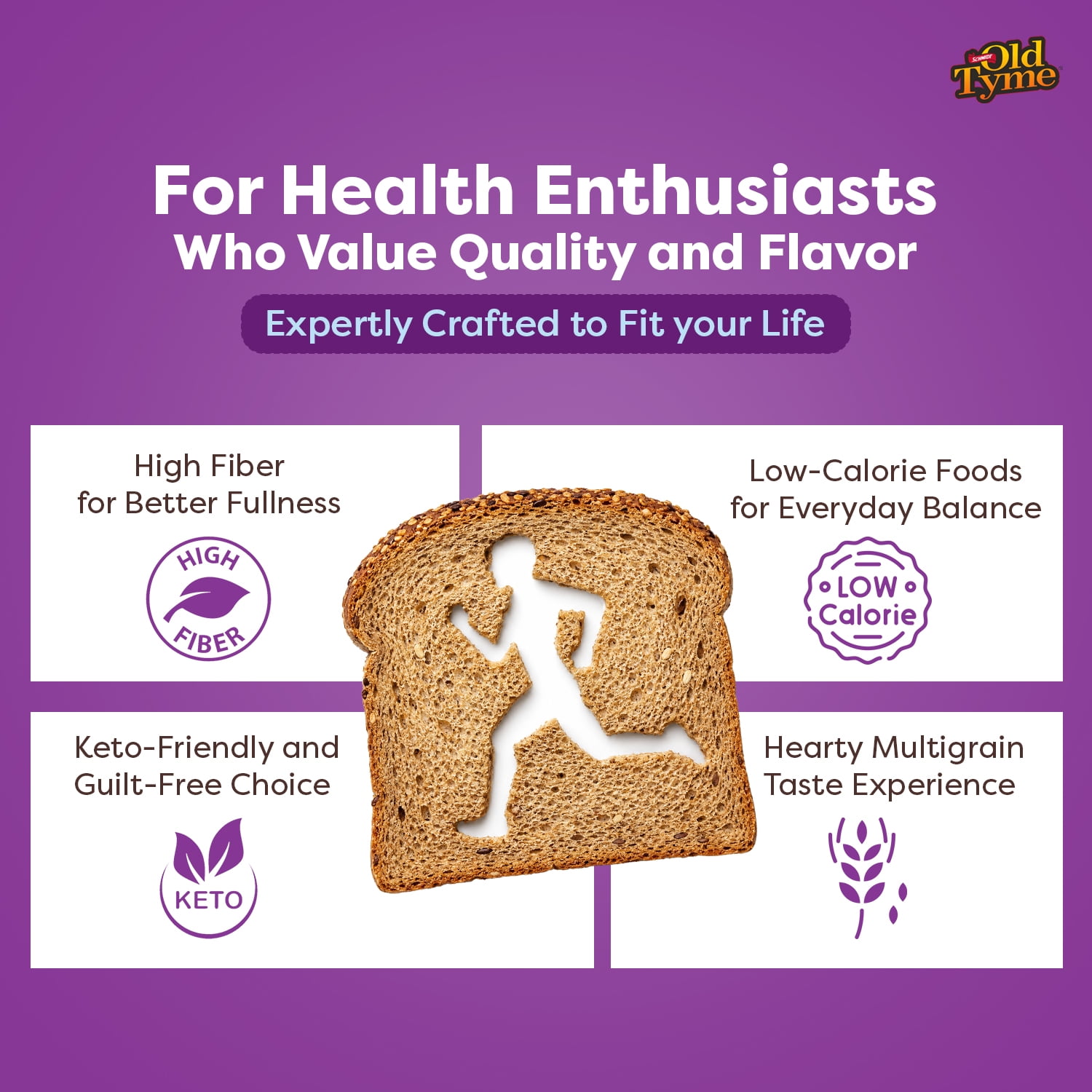 Schmidt Old Tyme 647 Multigrain Bread, Keto, Low Carb, 40 Cal, High Fiber, 18oz Loaf