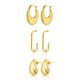 thumbnail image 1 of Conjunto de 3 Pares de pendientes JeenMata para mujer bañados en oro amarillo, 1 of 4