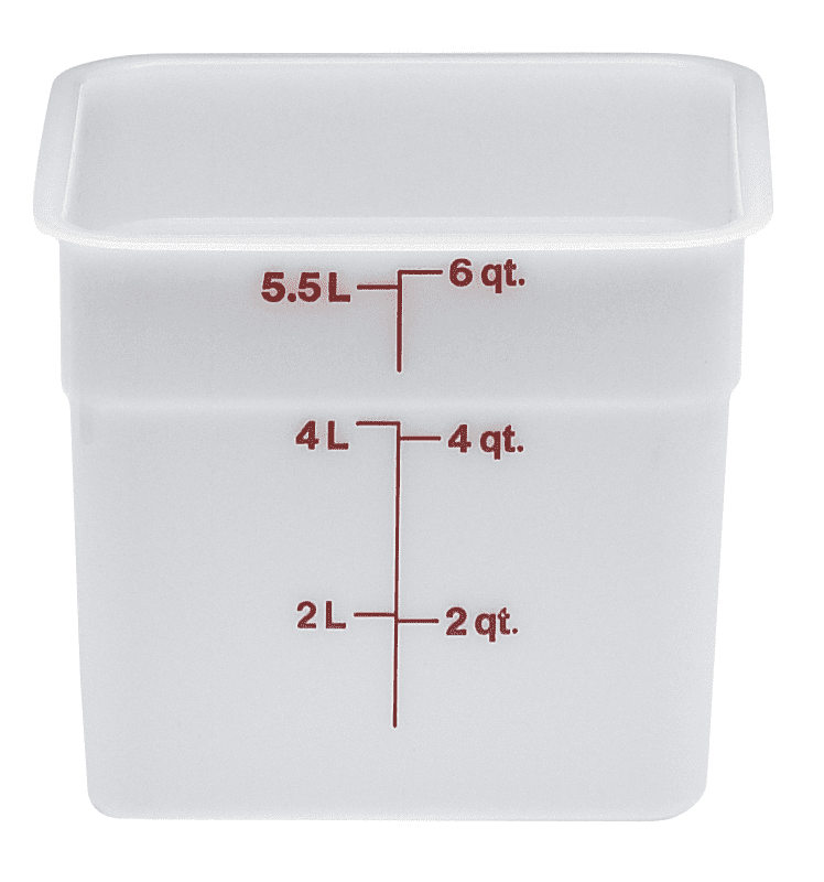 Cambro 6 Qt. CamSquare® Food Storage Container, 8 3/8' L x 8 3/8' W x 7 1/4' H, White (6SFSP148)