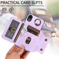 thumbnail image 2 of Dteck for iPhone XR Case with Card Holder, Retro PU Leather Wallet Case with Rotating Ring Kickstand, Slim Back Protective Cover Case for iPhone XR,Purple, 2 of 7