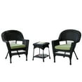 thumbnail image 2 of Jeco 3 Piece Wicker Conversation Set in Black with Green Cushions, 2 of 2