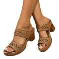 thumbnail image 1 of Womens Sandals Dressy Chunky Heeled Sandals Pour Femmes Slip On Gold Sandals Open Toe Block Heels, 1 of 7