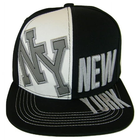 New York City 2-Tone Split Text Adjustable Snapback Baseball Cap (Black)
