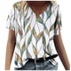 thumbnail image 2 of Fiudx Camisas de Mujer Moda Mujer Casual Cuello En V Blusa Sólida Manga Corta Camiseta Verano Tops, 2 of 4