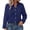 Dark blue, variant on 2026 Spring Summer Cotton Linen Shirt for Women Lapel Long Sleeve Pleated Belt Loose Fit Solid Color Casual Blouse for Daily Beach Work Lavender L by Duoif