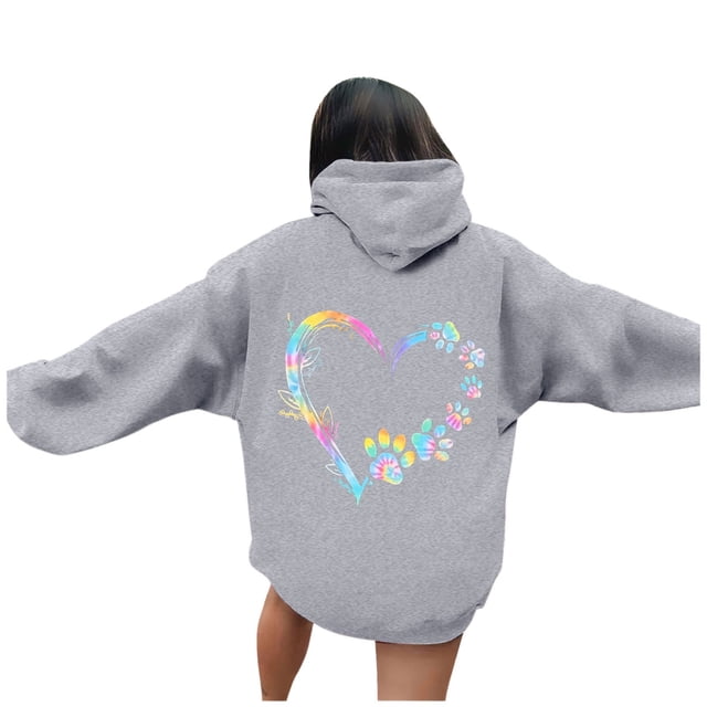 TINZ Sweat à Capuche Imprimé Lettre pour Femmes Manches Longues avec Poches Veste Décontractée