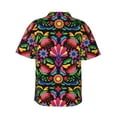 thumbnail image 3 of Daiia Colorful Floral Embroidery Mexican Hawaiian Shirt for Men Gentle Cotton Regular Short Sleeve Casual-Large, 3 of 9