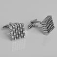 thumbnail image 2 of Gemelos para hombre con diseño cuadrado de rayas ennegrecidas esmaltadas, 2 of 3