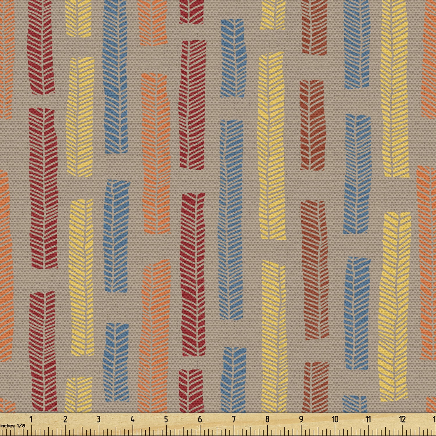 Bohemian Fabric by the Yard Hippie Funky Style Ethnic Leafage