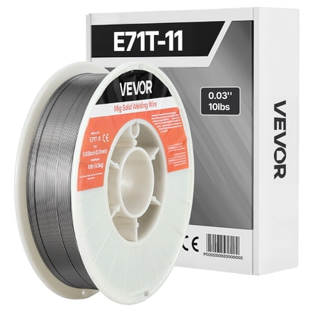 VEVOR Flux Core MIG Welding Wire, E71T-11 0.03-inch 10 LBS, Gasless Mild Steel Welding Wire with Low Spatter for All Position Arc Welding, Self-Shielded for Outdoor Use