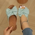 thumbnail image 2 of Summer Sandals for Women Bow Wedge Heels, Comfortable Open Toe Slip on Slide Sandals with Fleece Flock Non-Slip Outsole Green,Size 5.5, 2 of 9