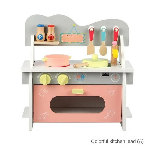 DokiToy Children‘s Simulated Home Cooking Kitchenware Set Wooden Colorful Kitchen Toys Removable Gas Cooker 2023 Dropshopping