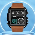thumbnail image 1 of Reloj deportivo digital Pantalla LED Reloj de cuarzo de moda Cuero de PU Zona horaria múltiple, 1 of 8