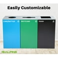 thumbnail image 3 of Alpine Commercial Indoor Recycle Bin - 29 Gallon Modern Looking Green Recycle Bin, Office Recycling Bins, Metal Trash and Recycling Container with Stickers & 3 Optional Lids (lid Sold Separately), 3 of 9