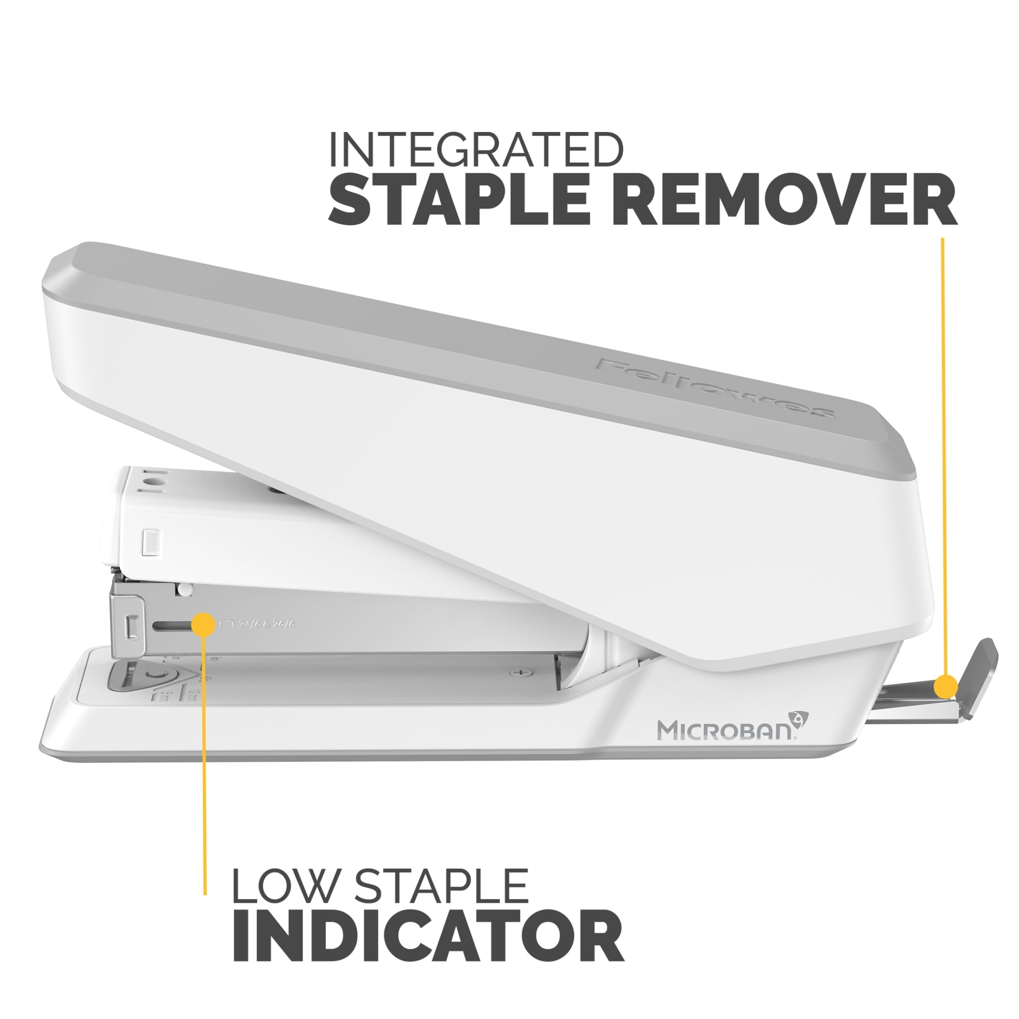 Fellowes® LX850 Full-Strip EasyPress™ Desktop Stapler with  Technology, 25-sheet Capacity, White