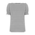 thumbnail image 4 of Olyvenn Women's Square Neck Smocked Sleeve T-Shirt Casual Tops, Summer Ruffle Trim Sleeve Square Neck T Shirts White M, 4 of 7