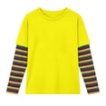 thumbnail image 3 of KKBOTIVE Striped Long Sleeve Shirt for Kids Girls, Fashion Carnival Tee Round Neck Color Block T Shirt Cozy Soft Child Everyday Sweatshirt, Yellow Size: 9-10 Years, 3 of 4