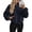 Navy, variant on PRETTYGARDEN Womens Zip Up Fleece Cropped Sweatshirt Jacket Oversized Loose Soft Stand Collar with Drawstring Hem, Long Sleeve Casual Coat With Pockets, Fall Outfits Winter Clothing