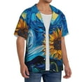 thumbnail image 2 of Kdxio Men's Hawaiian Shirt for Men Short Sleeve Shirt Starry Night Sunflower Field Summer Casual Holiday Beach Button Down T-Shirts, 2 of 5